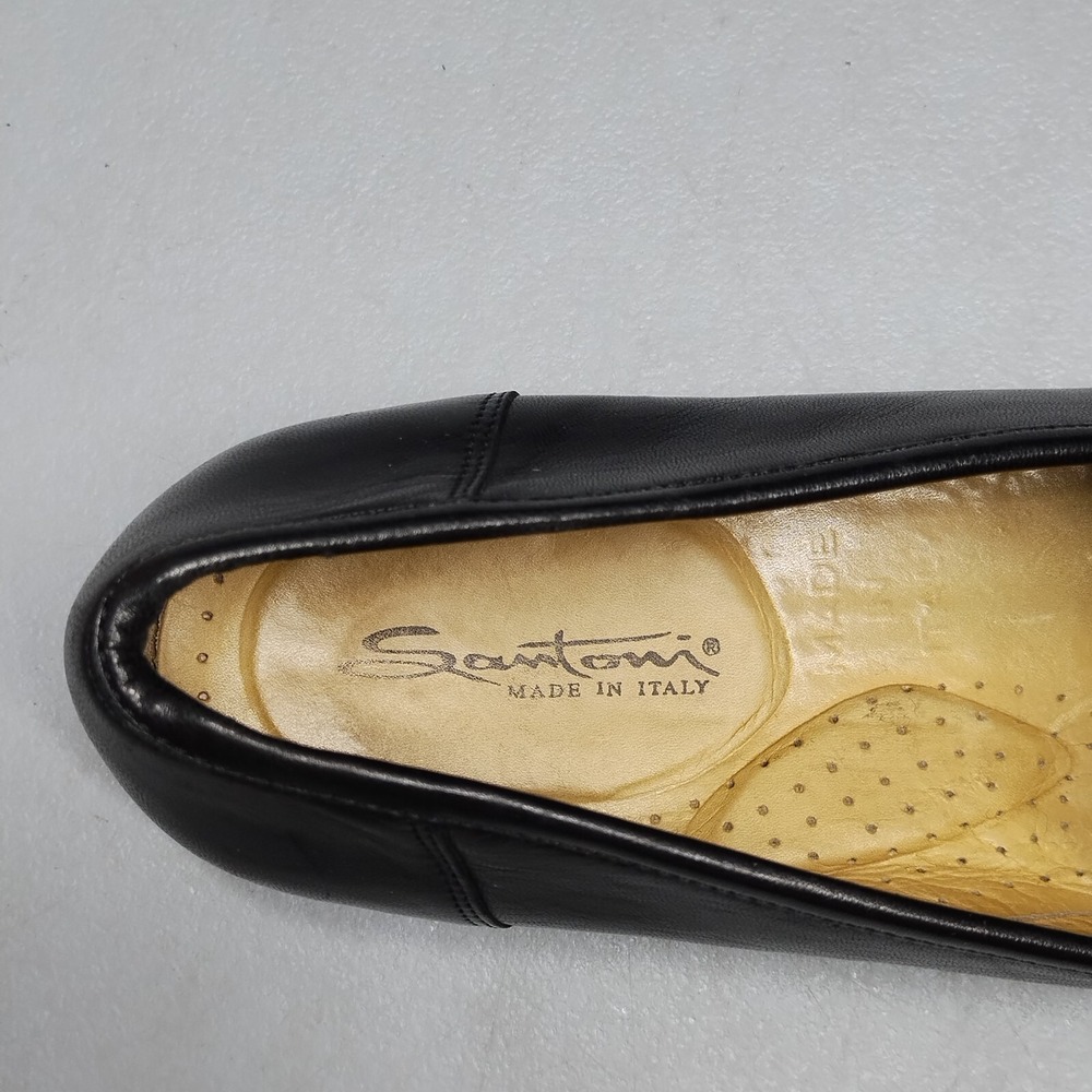 Santoni Black Leather Penny Loafers - Picture 9 of 16